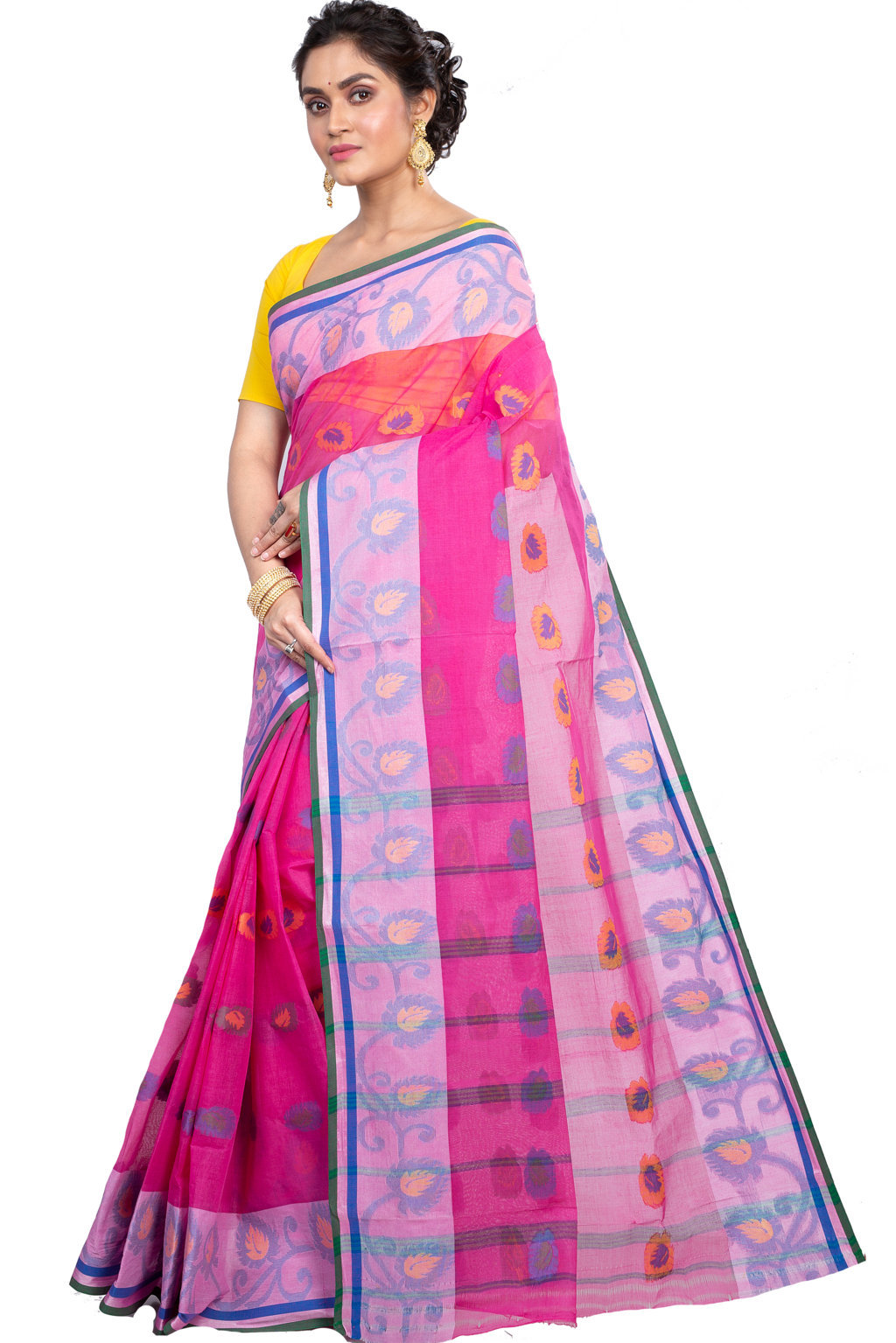 Pink Pure Cotton HapChaka Tant Saree (886)